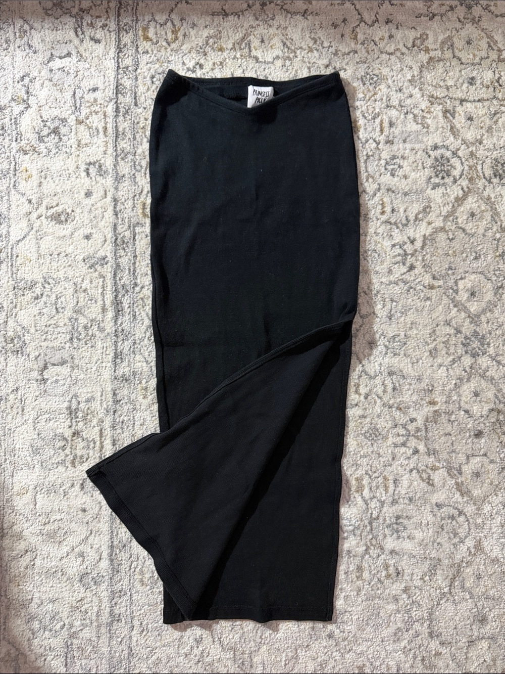 Princess Polly Black Ribbed Pencil Maxi Skirt